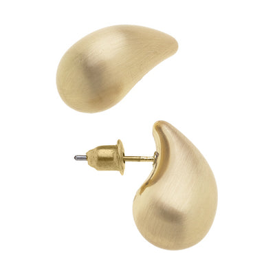 Icon Mini Puffed Teardrop Stud Earrings | Satin Gold  Canvas Style  Paper Skyscraper Gift Shop Charlotte