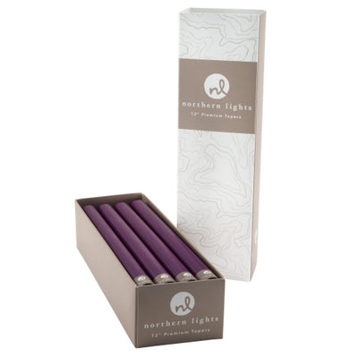 12" Taper | Purple Candles Northern Lights Candles  Paper Skyscraper Gift Shop Charlotte