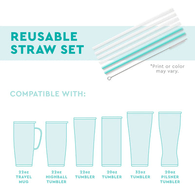 Cloud Nine Glitter Reusable Straw Set Drinkware Swig  Paper Skyscraper Gift Shop Charlotte