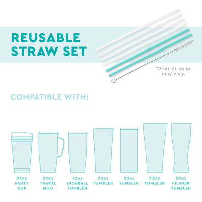 Retro Rainbow Glitter Reusable Straw Set Drinkware Swig  Paper Skyscraper Gift Shop Charlotte