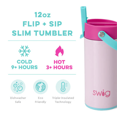 Cotton Candy Flip + Sip Slim Tumbler (12oz) Drinkware Swig  Paper Skyscraper Gift Shop Charlotte