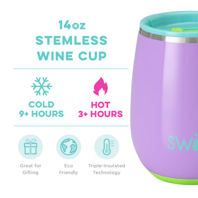 14 Oz. Ultra Violet Stemless Wine Cup Drinkware Swig  Paper Skyscraper Gift Shop Charlotte