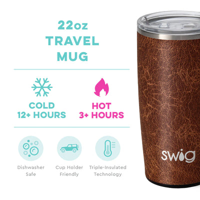 22oz | Leather Travel Mug Drinkware Swig  Paper Skyscraper Gift Shop Charlotte