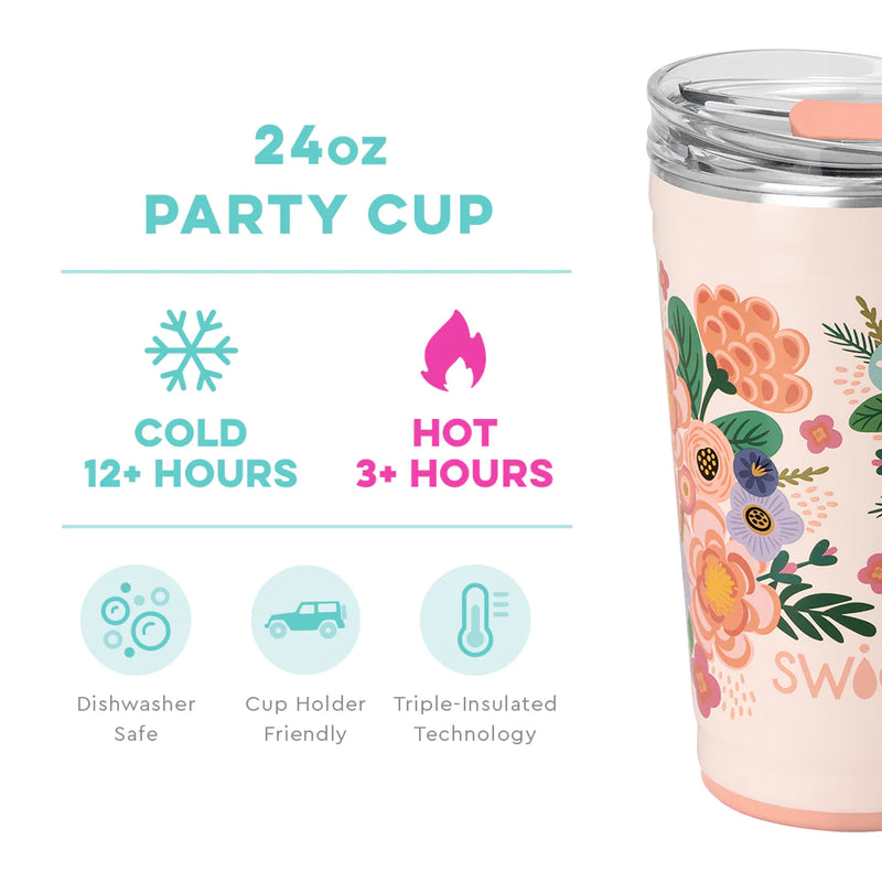 24oz | Full Bloom Party Cup Drinkware Swig  Paper Skyscraper Gift Shop Charlotte