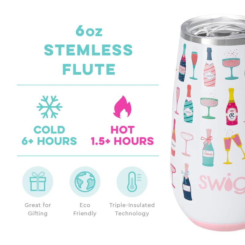 6oz | Pop Fizz Stemless Flute Drinkware Swig  Paper Skyscraper Gift Shop Charlotte