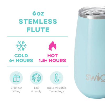 6oz Shimmer Stemless Flute | Aquamarine Drinkware Swig  Paper Skyscraper Gift Shop Charlotte