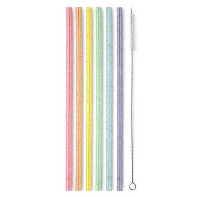 Rainbow Glitter Reusable Straw Set Drinkware Swig  Paper Skyscraper Gift Shop Charlotte