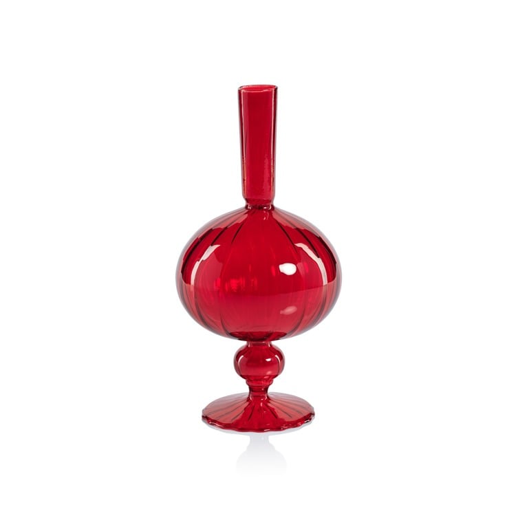 Venetian Spiral Vase-Onion Shape / Red, 4.5" x 9" Home & Garden Zodax Paper Skyscraper Gift Shop Charlotte