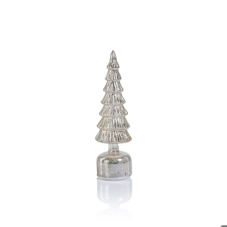 Alpine Rotating LED Tree - Antique Silver 13.00" Home & Garden Zodax Paper Skyscraper Gift Shop Charlotte