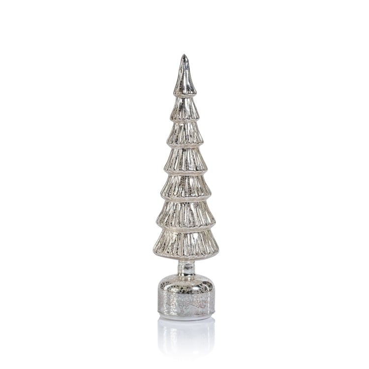 Alpine Rotating LED Tree - Antique Silver 16.5" Home & Garden Zodax Paper Skyscraper Gift Shop Charlotte