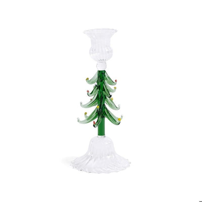 Holiday Tree Taper Holder | Clear & Green | 8.25" Home & Garden Zodax Paper Skyscraper Gift Shop Charlotte