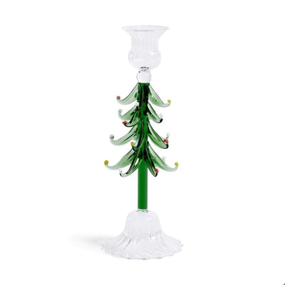 Holiday Tree Taper Holder | Clear & Green | 9.25" Home & Garden Zodax Paper Skyscraper Gift Shop Charlotte