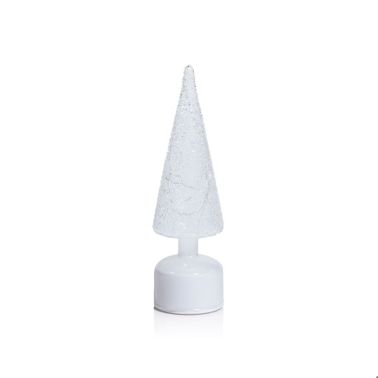 LED Rotating Tree | White Sugar Bead | 11.75" Home & Garden Zodax Paper Skyscraper Gift Shop Charlotte