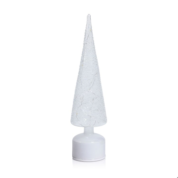 LED Rotating Tree | White Sugar Bead | 15.75" Home & Garden Zodax Paper Skyscraper Gift Shop Charlotte
