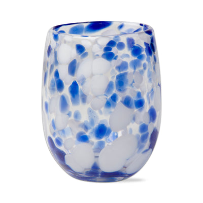 Confetti Stemless Wine Glass | Blue & White Glassware Trade Associates Group  Paper Skyscraper Gift Shop Charlotte