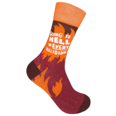 Going to Hell in Every Religion Socks Socks Funatic  Paper Skyscraper Gift Shop Charlotte