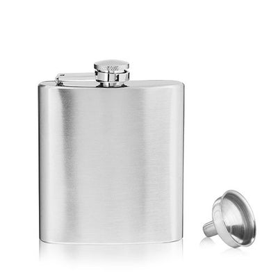 Stainless Steel Flask with Funnel | 6oz Drinksware True Fabrications  Paper Skyscraper Gift Shop Charlotte