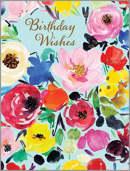 With Scripture Birthday Card - Blooms on Blue  GINA B DESIGNS  Paper Skyscraper Gift Shop Charlotte