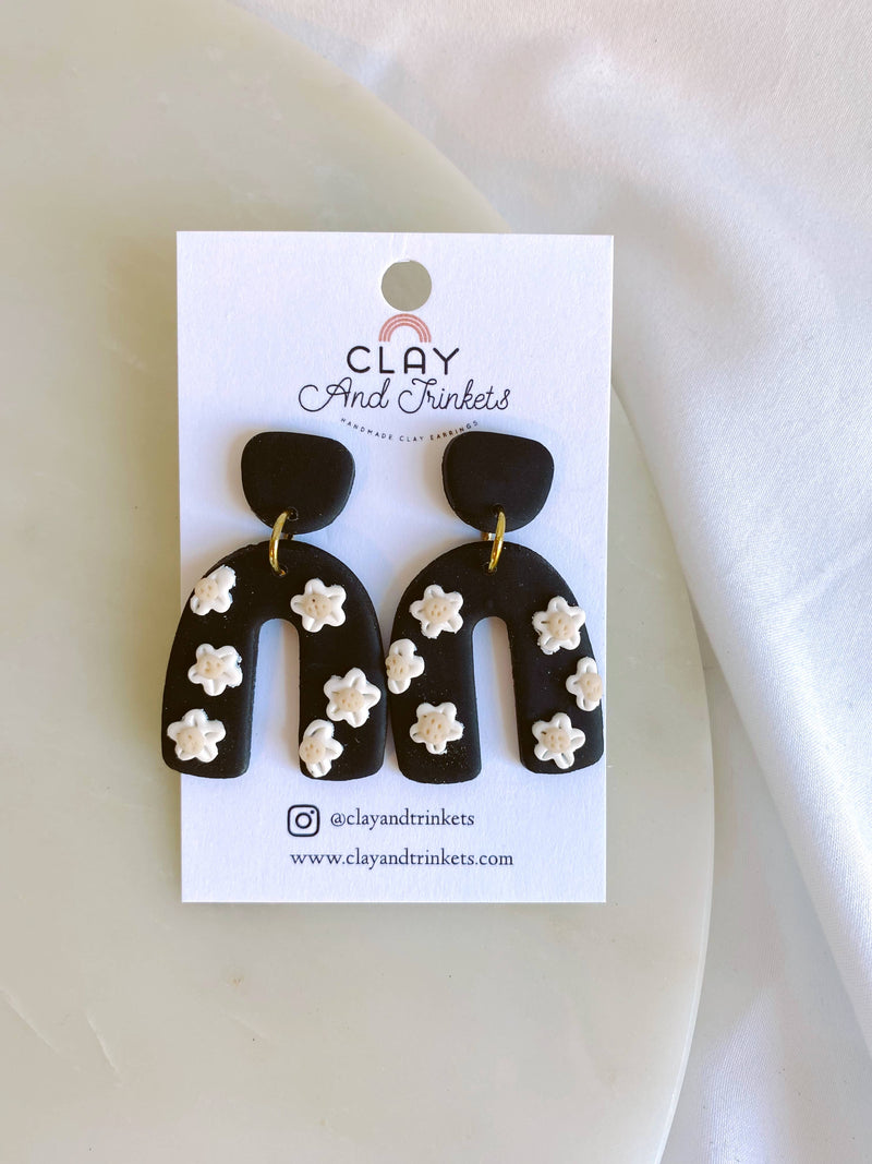 Black Floral Arch-Clay Earring  Clay and Trinkets  Paper Skyscraper Gift Shop Charlotte