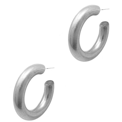 Round And Smooth Medium Hoop Earrings: Silver