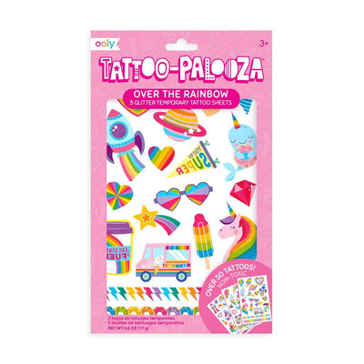Tattoo-Palooza Temporary Tattoos - Over the Rainbow - 3 Sheets Children OOLY  Paper Skyscraper Gift Shop Charlotte