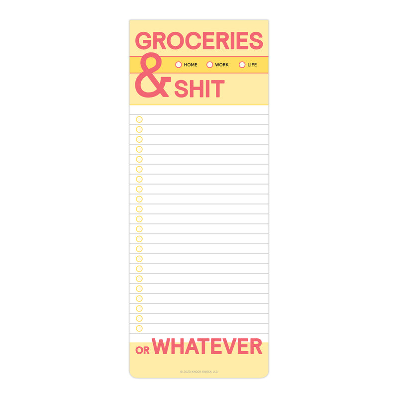 Groceries and Shit Make-a-List Pad  Knock Knock  Paper Skyscraper Gift Shop Charlotte