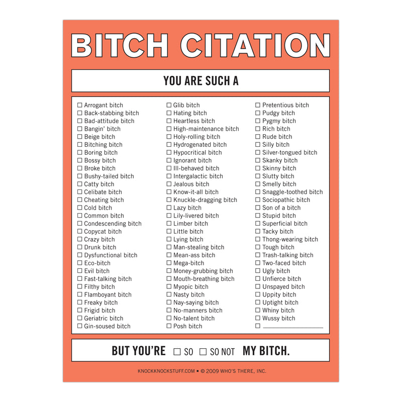 Bitch Citation Notepad