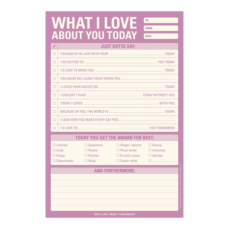 What I Love About You Pad Notepads Knock Knock  Paper Skyscraper Gift Shop Charlotte