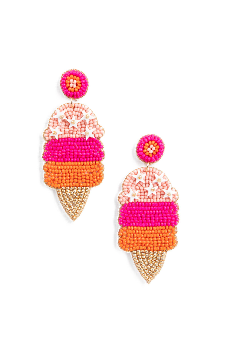 Pink Ice Cream Cone Earrings