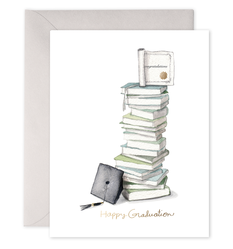 Grad Book Stack | Graduation Greeting Card: 4.25 X 5.5 INCHES