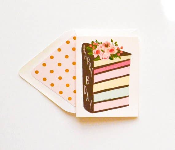 Happy Birthday Chocolate Layered Cake Greeting Card