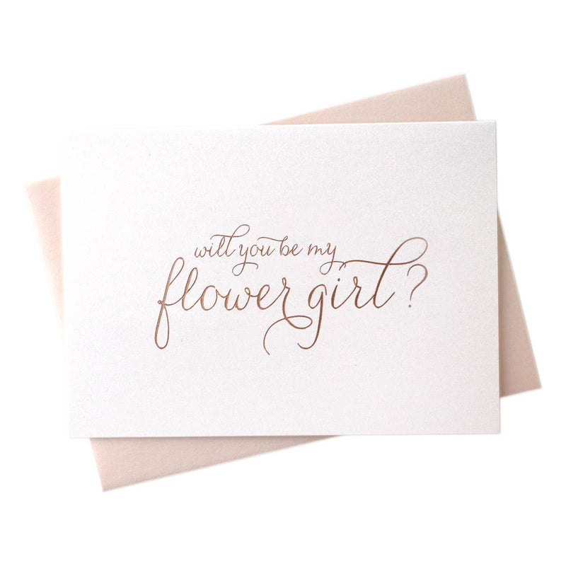 Rose Gold Foil Will You Be My Flower Girl Card for Wedding