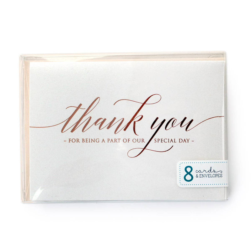 Special Day Rose Gold Foil Wedding Thank You Cards Box Set