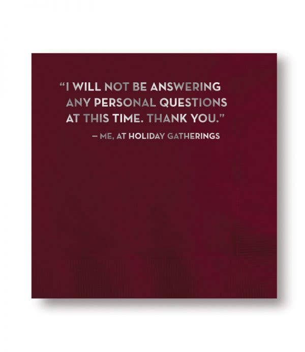 Personal Questions Napkins (Burgundy With Silver Foil)