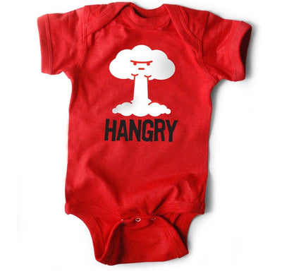 Hangry • Baby Bodysuit • Red  Wry Baby  Paper Skyscraper Gift Shop Charlotte