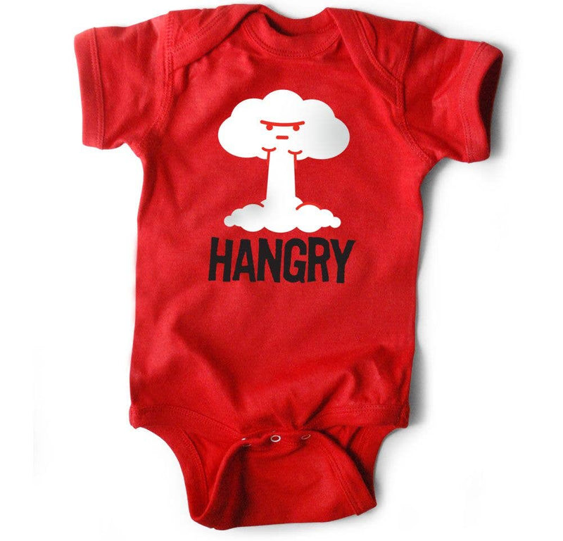 Hangry • Baby Bodysuit • Red  Wry Baby  Paper Skyscraper Gift Shop Charlotte