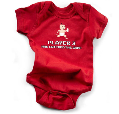 Player 3 Has Entered The Game Onesie 6-12M | Red Baby Wry Baby  Paper Skyscraper Gift Shop Charlotte
