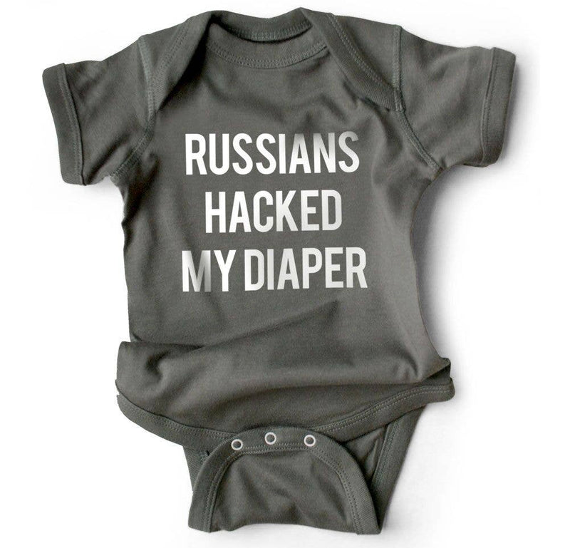 Russians Hacked My Diaper • Baby Bodysuit • Charcoal