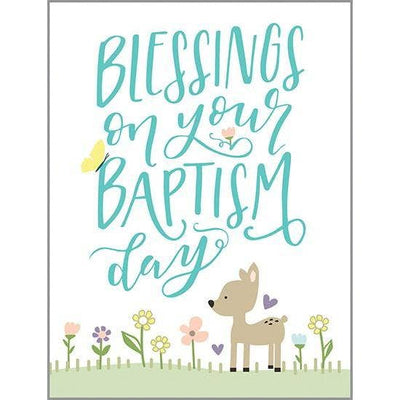 With Scripture Religious Card - Baptism Flowers Cards GINA B DESIGNS  Paper Skyscraper Gift Shop Charlotte