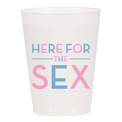 Here For The Sex Gender Reveal Reusable Cups - Set of 10  Sip Hip Hooray  Paper Skyscraper Gift Shop Charlotte