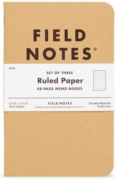 Field Notes | 3 Pack | Ruled | Brown Kraft Notebooks Field Notes Brand  Paper Skyscraper Gift Shop Charlotte