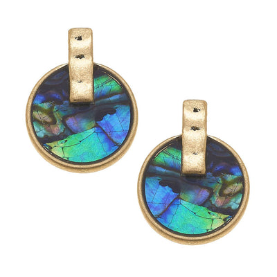 Siena Stud Earrings In Abalone Mother Of Pearl Shell  CANVAS  Paper Skyscraper Gift Shop Charlotte