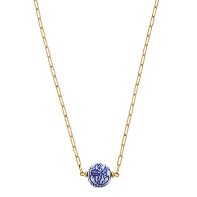 Willow Chinoiserie Necklace in Blue & White  CANVAS  Paper Skyscraper Gift Shop Charlotte