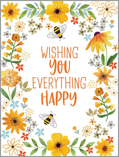 Birthday Card - Bees & Flowers