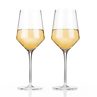 Angled Crystal Chardonnay Glasses by Viski Wine Glasses True Fabrications  Paper Skyscraper Gift Shop Charlotte