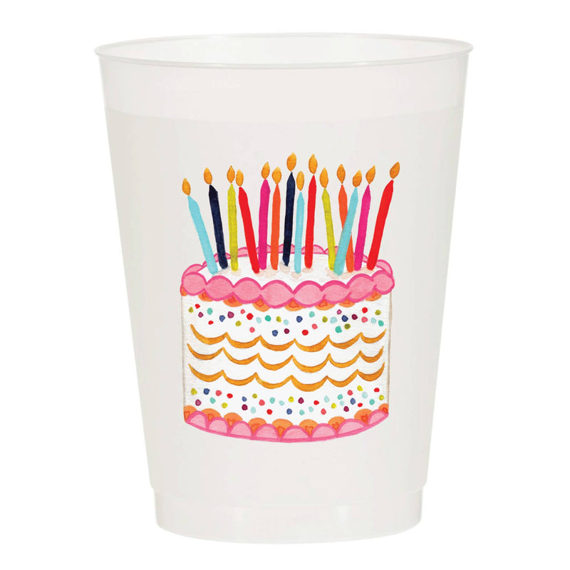 Birthday Cake Watercolor Party - Set of 10 Reusable Cups  Sip Hip Hooray  Paper Skyscraper Gift Shop Charlotte