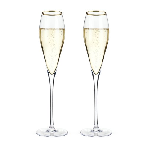Gold-Rimmed Crystal Champagne Flutes by Viski