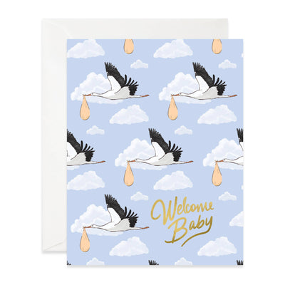 Welcome Baby Storks | New Baby Card Cards Good Juju Ink  Paper Skyscraper Gift Shop Charlotte