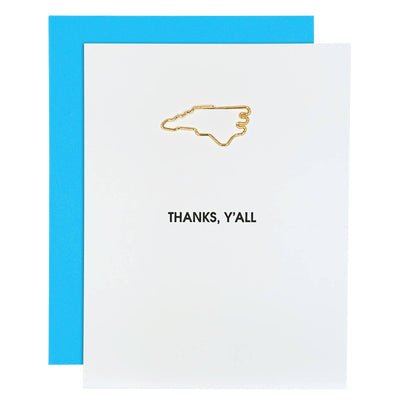 Thanks Y'all North Carolina Paper Clip | Thank You Card Cards Chez Gagné  Paper Skyscraper Gift Shop Charlotte