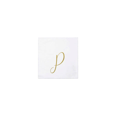 Pack of 20: P | Papersoft Napkins Gold Monogram Cocktail Napkins  VIETRI Inc.  Paper Skyscraper Gift Shop Charlotte